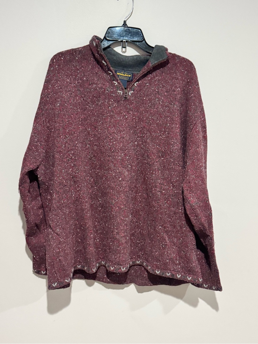 Vtg Woolrich Ruby Wool Blend 1/4 Zip Pull Over Sz 2 XL